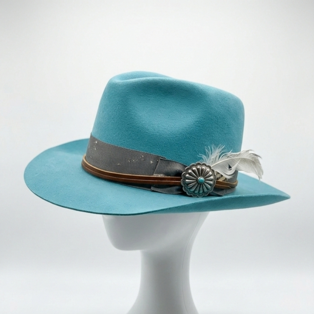 Double D Ranch Teal Hat Made By Greeley Size L